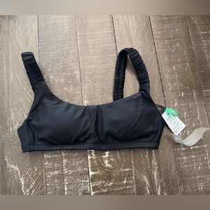 J.CREW‎ NWT Scrunchie Strap Square Neck Bikini Top Black Size XXS